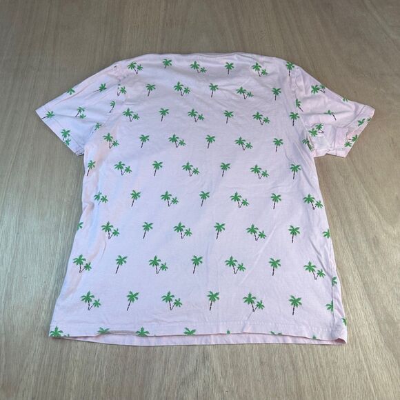 Denim & Flower Men’s Palm Tree Graphic T-Shirt Pink One Horizon Tee Size M - Picture 2 of 5